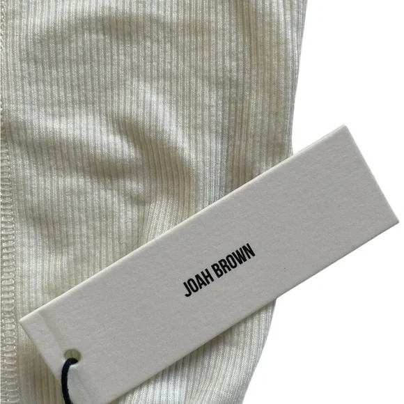 Joah Brown Contrast Stitch Crop Top – Bone Rib (NWT) - Picture 4 of 4